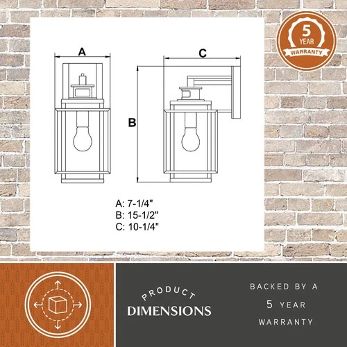 Vaxcel Lighting T0469 Hyde Park 1 Light 16" Tall Outdoor Wall - Bronze - Picture 8 of 12