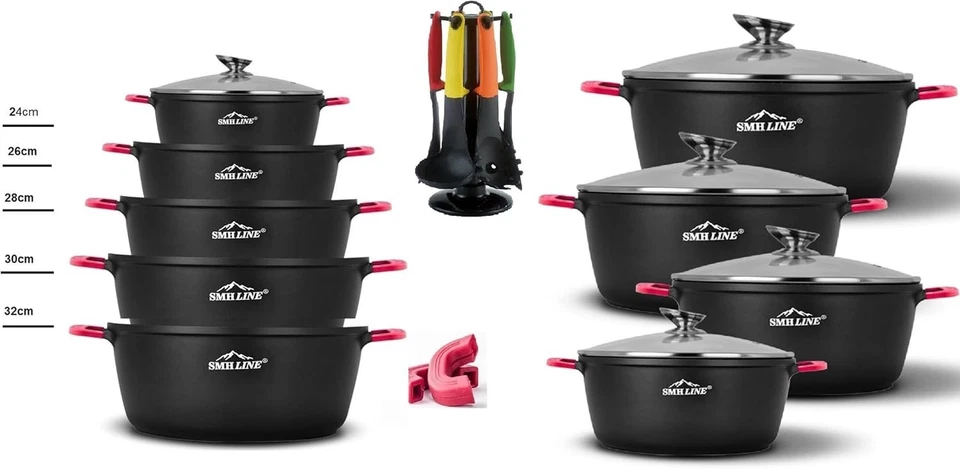 Kochtopf Suppentopf Bratentopf 28-32cm Aluguss Induktion Antihaft Schmortopf Neu - Bild 3 von 4