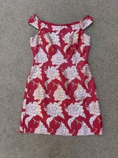 David Meister Silk Red Holiday Dress Party Cocktail  Size 8 Patterned Jacquard
