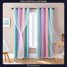 XiDi Unicorn Princess Blackout Curtain Panel Girls Bedroom 52 x 63 Pink