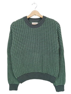 TWOTHIRDS Häkelpullover Damen Pullover Gr. DE 36 türkis-hellgrau Casual-Look