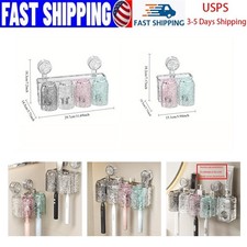 Wall Mount Multifunctional Toothbrush Holder Organizer Rack Hanging With Cup