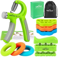Hand Grip Strengthener Kit with Finger Exerciser, Finger Stretchers, Adjustab...
