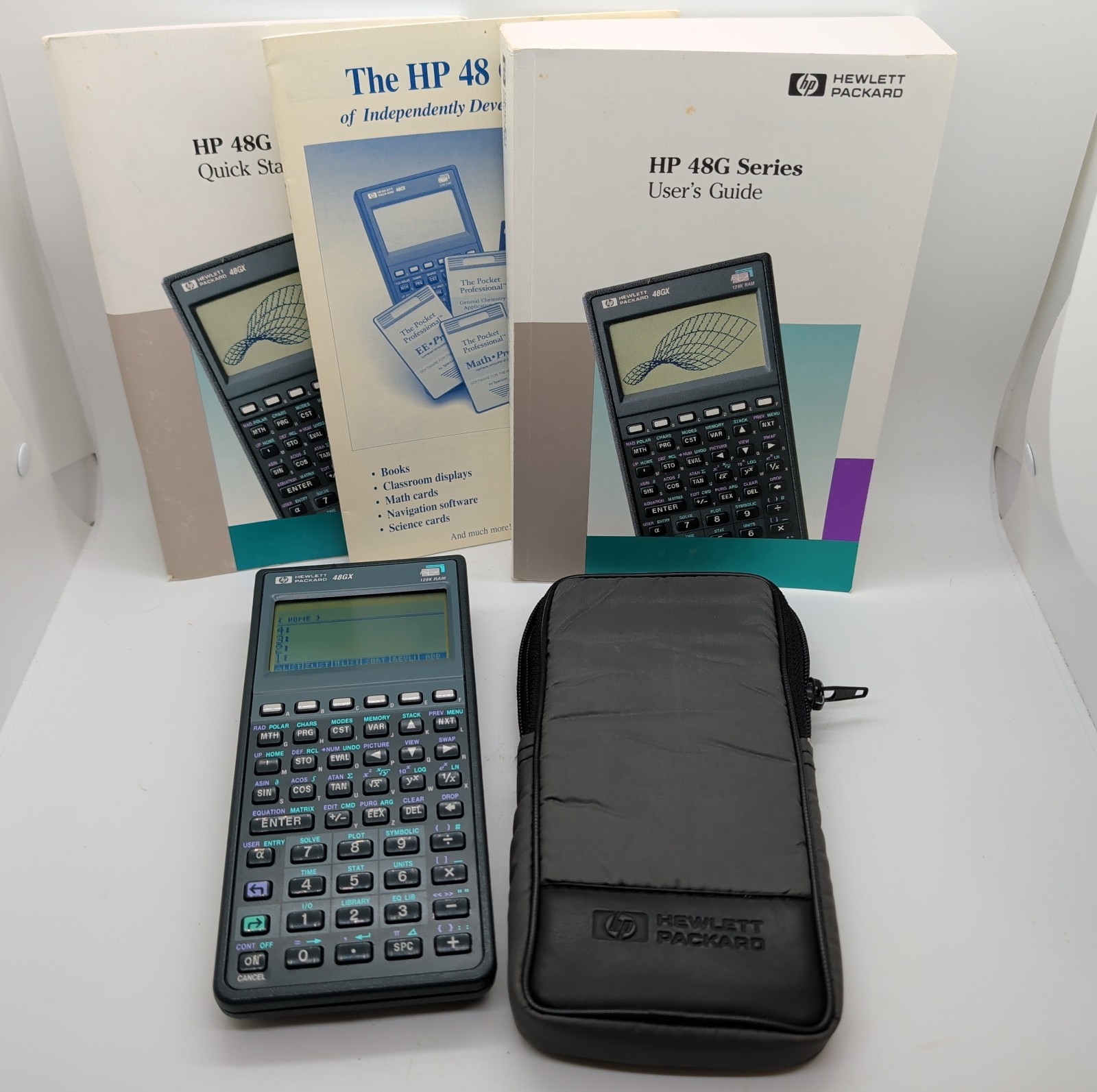 Hewlett Packard HP 48GX 128K RAM Graphing Calculator w Case & User Guides 