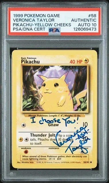 1999 Pokemon Game Pikachu #58 Veronica Taylor Signed Card PSA/DNA 10 Autograph - Image 3 of 4