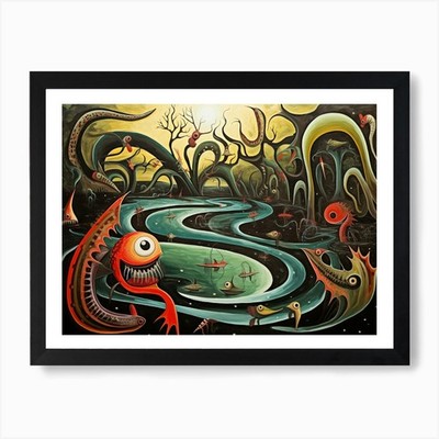 Hunzinator School Of Electric Eel 7 gerahmtes Wandbild Poster Leinwanddruck Bild