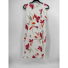 Calvin Klein Womens Floral Sheath Dress Cream Pink Orange Size 8