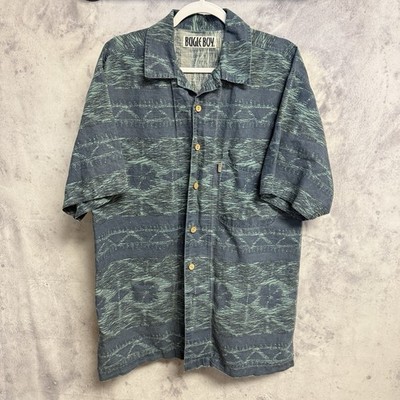 Vintage Bugle Boy Loop Collar Button Up Shirt Mens L 23x31 Short Sleeve