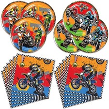 40 PCS Dirt Bike Birthday Party Supplies 20 Dessert Plates 20 Napkins Set
