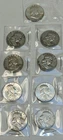 Lot of 9, Franklin Half Dollars, 90% Silver US Coins, Excellent Condition