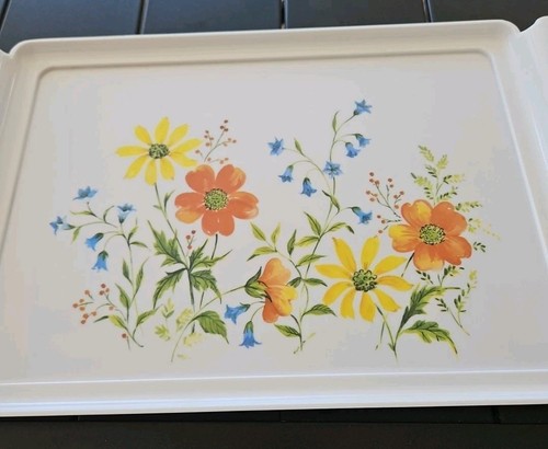 Brookpark 1516Melamine Floral Serving Tray Platter Vtg Flowers. Great Condition! - Picture 2 of 4