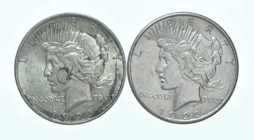 1922 & 1922-S Peace Silver Dollar $1 Bullion Collection Lot *112