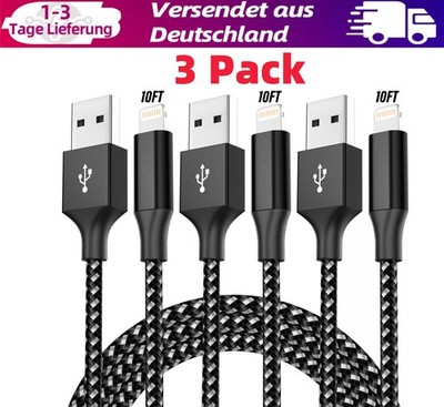 3 Pack Hochleistungs-Schnellladekabel USB TYPE C für iPhone 13, 12, 11 Ladekabel