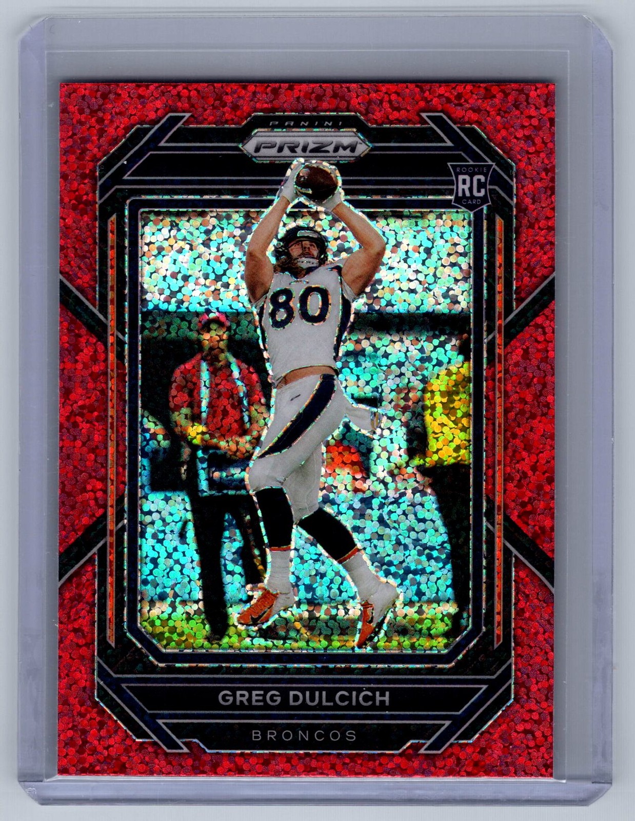 2022 Panini Prizm #360 Greg Dulcich Red Sparkle