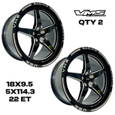 2 Vms Racing 5x114 V Star Drag Wheels Race Track Rims Set 18x9.5 22 Et 6.00 Bs