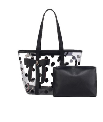 2 PC Women's LG Clear Tote Bag+Insert Multi-Use Shoulder Beach Shopping Bag NWOT