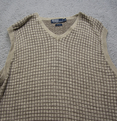 Vintage Polo Ralph Lauren Vest Mens XL Brown Linen Fisherman Casual Preppy