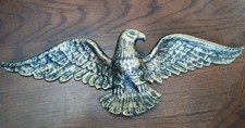 Vintage Black Gold Cast Metal Bald Eagle Wall...