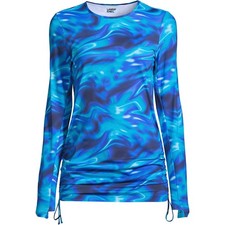 New Lands' End Adjustable Swim Tunic Rash Guard 523851 Electric Blue Multi Swirl