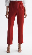 Reiss Orange Red Hailey Pull On Trousers Pants Elastic Waist Drawstring US Sz 12