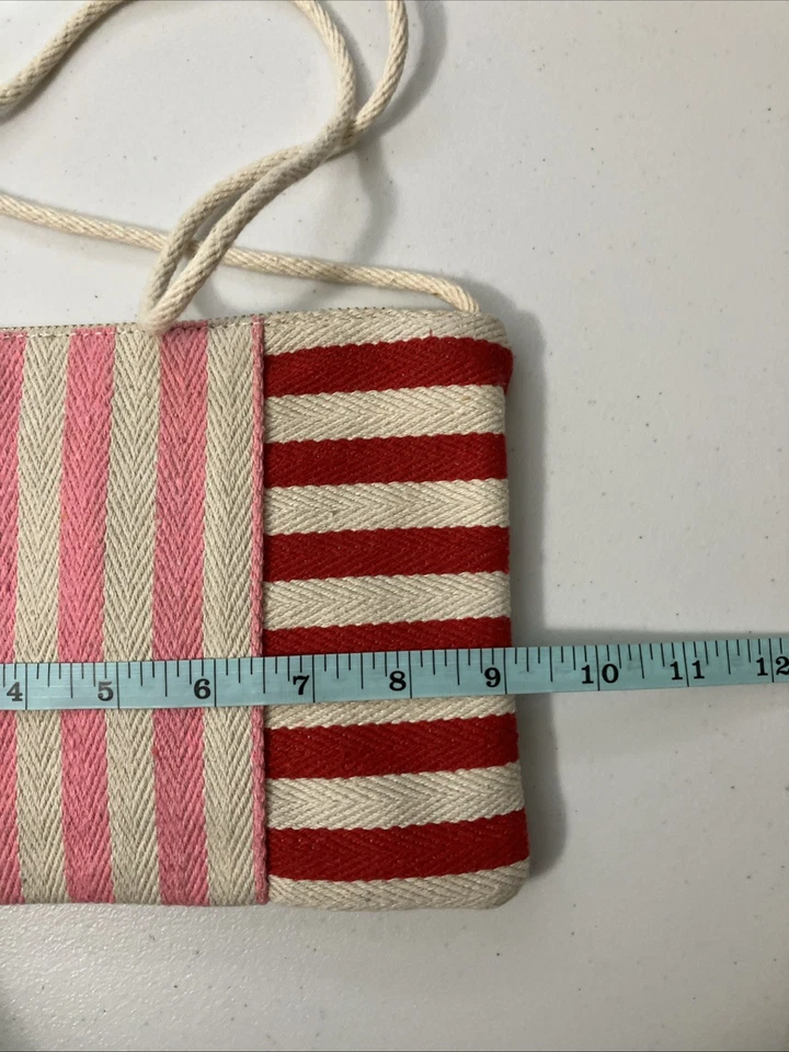 Bandolera Gap Tela Rojo Rosa Rayas Ligera Cierre de Cremallera Foto 2 de 4