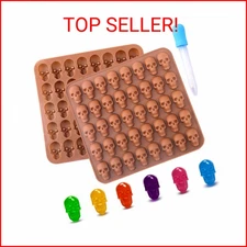 BUSOHA Gummy Skull Candy Molds Silicone, 2 Pack 40 Cavity Non-Stick Skull Silico