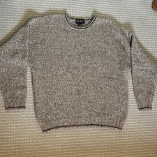 Vintage - Eddie Bauer Tweed Wool Sweater Mens L Brown/Beige Chunky Knit Pullover