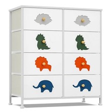 Kids Dresser for Bedroom, Baby Dresser with 8 Fabric Drawers Tall Storage