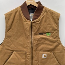 Carhartt 2XL Vest PotashCorp Logo Workwear Relaxed Fit Firm Duck Insulated Brown