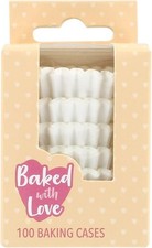 Baked with Love White Mini Cupcake Cases, 30mm Baking Cups, Greaseproof Paper