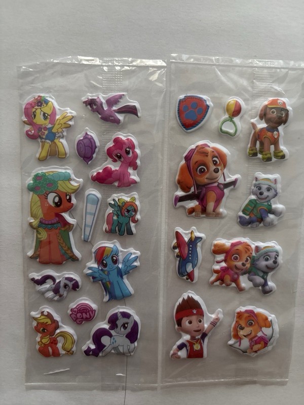 Set of 2 Cute Cartoon Stickers - My Little Pony & Paw Patrol Kids Party Favor
