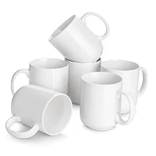 20 Oz Coffee Mugs Set of 6, Large Coffee Mugs With Handles, Ceramic White