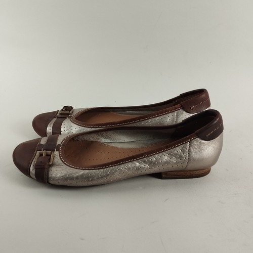 Clarks Ballet Flats Womens 5 Tan Gold Leather Ballerina Pumps Slip On Shoes - Bild 4 von 14