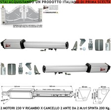 PISTONI 230 V RICAMBIO AUTOMATISMO CANCELLO 2 ANTE COMPATIBILE CAME NICE FAC