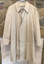 Vintage London Fog Trench Coat Men 38 Reg Beige Mac Jacket Union Made USA Shell