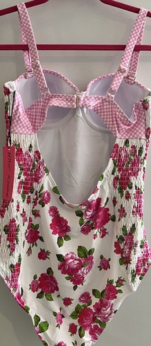 128 $ Betsey Johnson Gr. M Bügel BH Love Always Bandeau Badeanzug Blumen Rosen - Bild 13 von 20