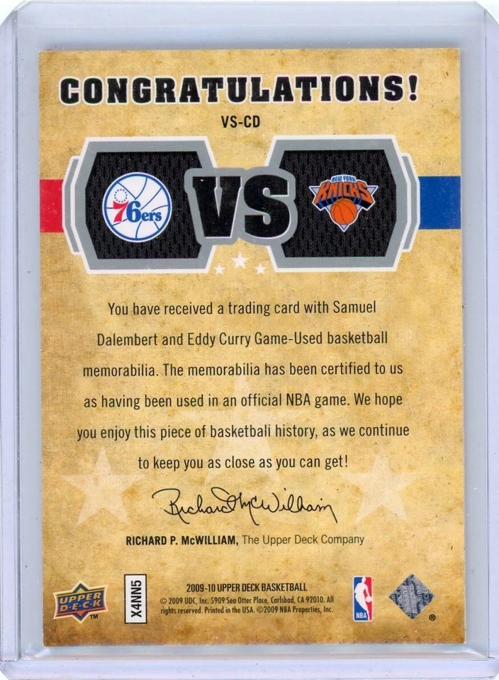 Samuel Dalembert Eddy Curry 2009-10 Upper Deck VS Dual Materials 160/600 - Image 2 of 2