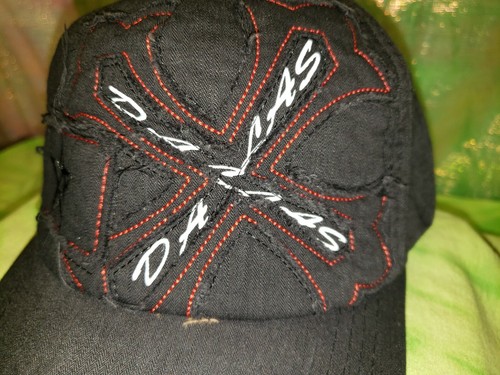 BRANDNEUE SCHWARZE BESTICKTE BASEBALLKAPPE DALLAS DISTRESSED-STIL KOSTENLOSER VERSAND - Bild 4 von 9