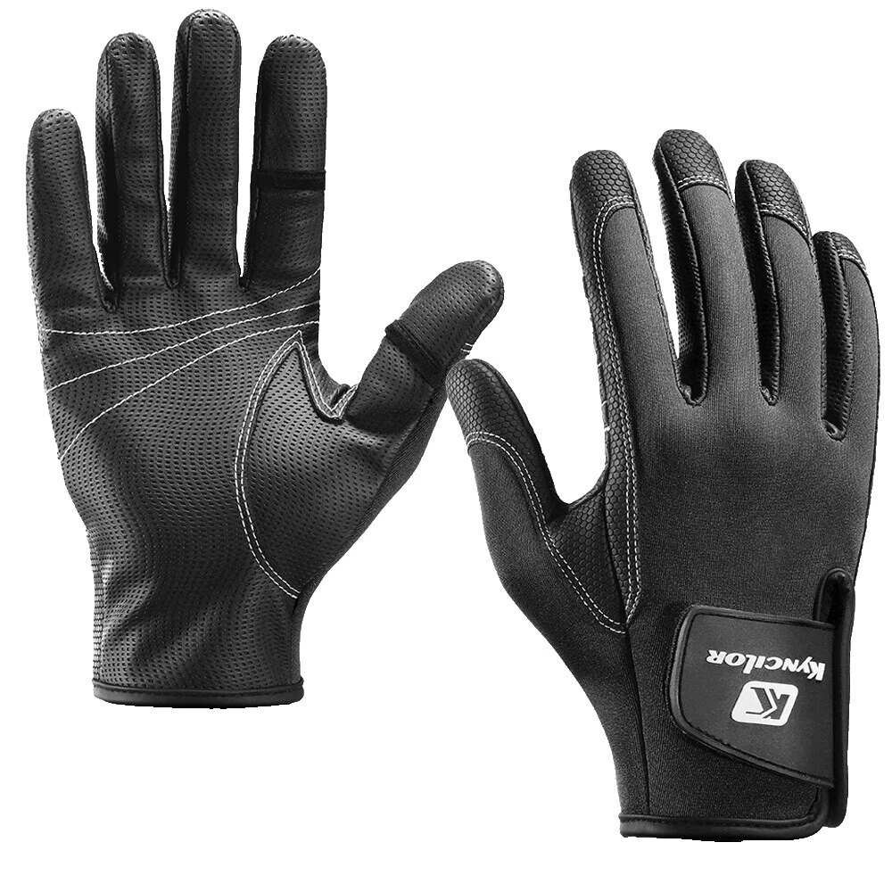 聚酯纤维露指钓鱼手套