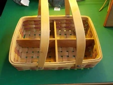 14.25" x 10.5" x 4" Brown & Red Woven 4 Section Basket with Handles  (CL 13-1)