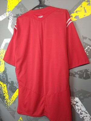 UMBRO レッド サッカーシャツ Vネック　エイジャッスクエンブレム付 Umbro Premier Men's Soccer Shirt Jersey Sz XL Long Sleeve