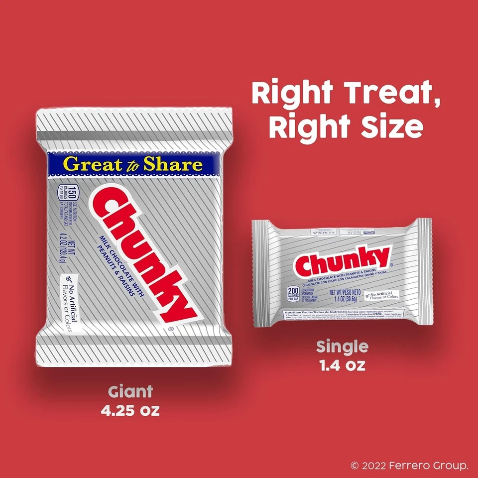 Chunky Milk Chocolate with Peanuts and Raisins Candy Bar, 1.4 oz Bulk 24 Pack - Image 3 of 4