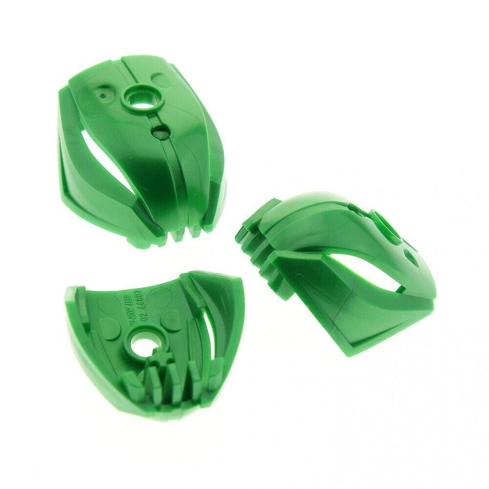 3x LEGO Bionicle Figurine Head Mask Chrome Green Rahkshi Lerahk 8559 44807  | eBay
