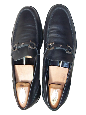 Ferragamo sz 10.5 E Black Nero Calf Gancini Bit Moccasin  display picture 3