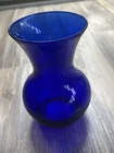 Vintage Anchor Hocking Cobalt Blue Glass Bouquet Vase 7” Depression Glass 1970s