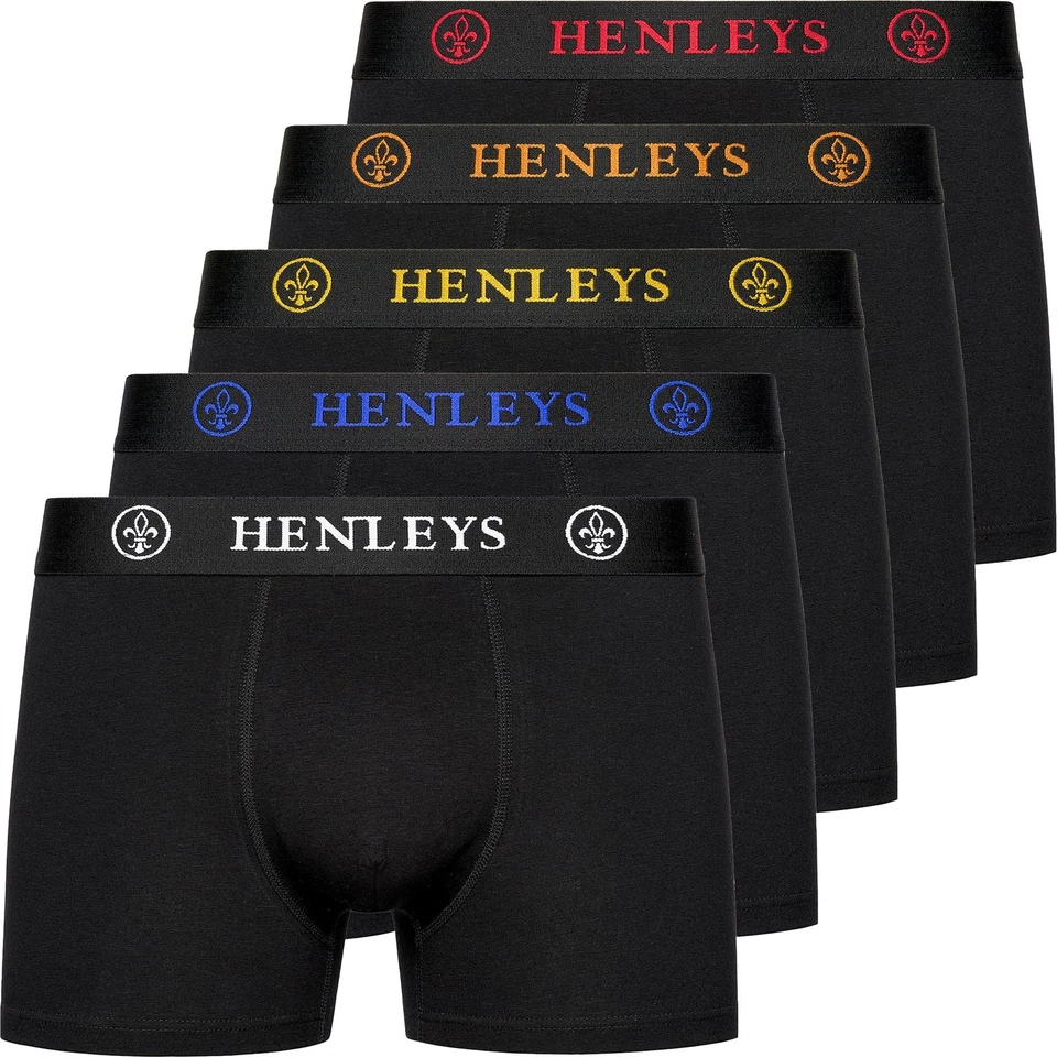 Mens 5 Pack Boxer HENLEYS QUINTLOCK Multipack Underwear Shorts Trunks Designer