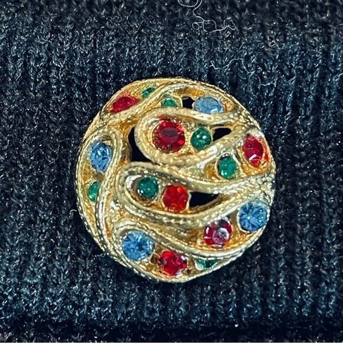 Nilani Gold Metallic Braided Trim Cardigan Sweater Black women’s small Vintage - Picture 8 of 9