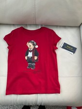 polo ralph lauren polo bear t -shirt Kids Red Cotton size: 5 y
