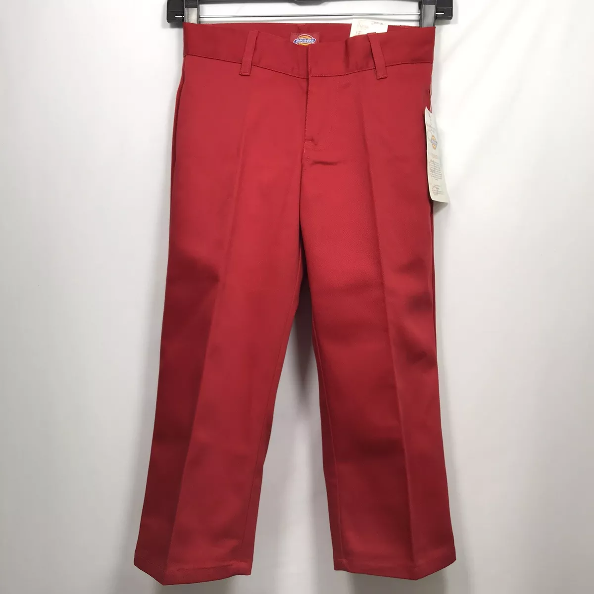 Dickies Girls Red Work Pants Youth Kids Size 8 Straight Leg Mid Rise Loose  Fit