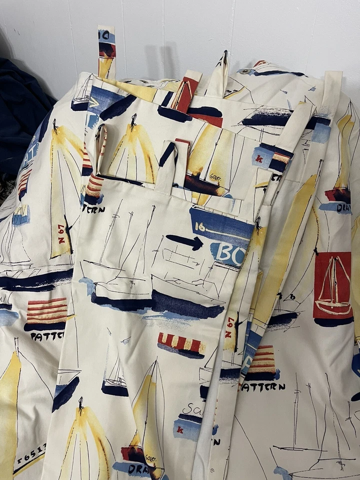 Sailboat shower curtain & Matching window curtains lined - Image 4 of 4